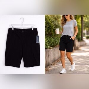 Karen Scott Black Bermuda Shorts Size 16 NWT Classic Casual Comfort Summertime